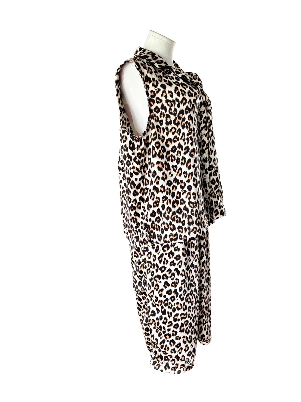 Loft Satin Notch Collar Pajama Leopard - LG - Picture 5 of 7
